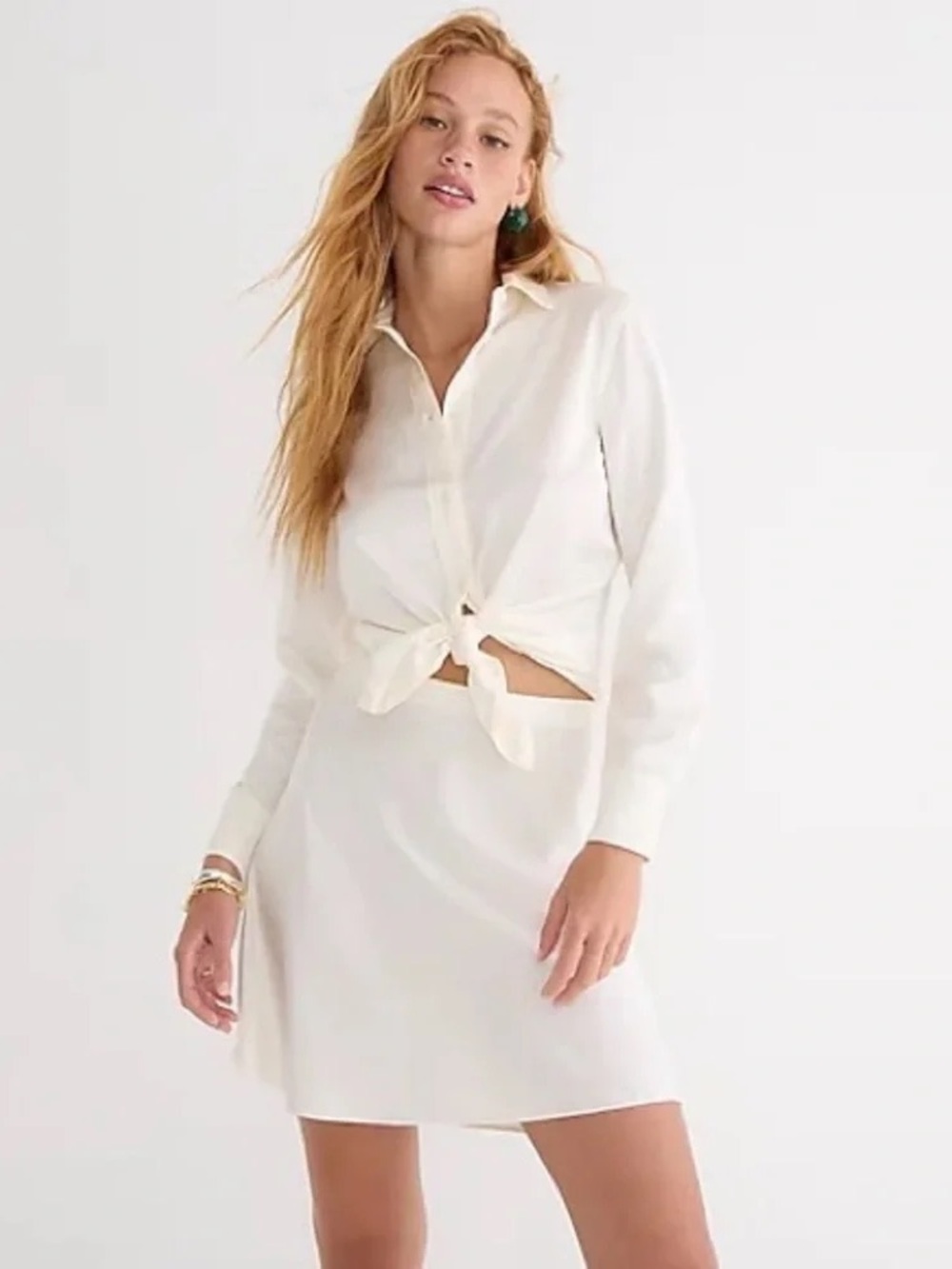 J Crew mini slip skirt | white satin | size S
